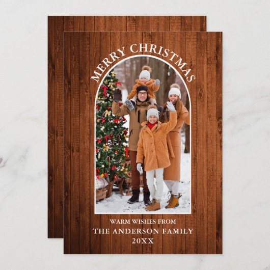 Rustikales Holz Foto Arch Frohe Weihnachten (Vorne/Hinten)
