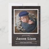 Rustikales Holz Foto Custom Cowboy Neugeborener Ju Ankündigung (Vorderseite)