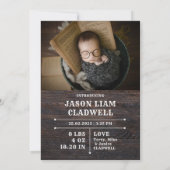 Rustikales Holz Foto Custom Cowboy Neugeborener Ju Ankündigung (Rückseite)