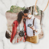 Rustikales Holz Foto Land Hochzeit Vielen Dank Geschenkanhänger (Rückseite)