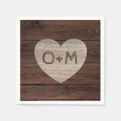 Rustikales Holz Foto Monogram Hochzeitsempfang Serviette (Vorderseite)