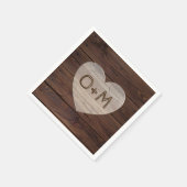 Rustikales Holz Foto Monogram Hochzeitsempfang Serviette (Ecke)