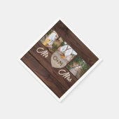 Rustikales Holz Foto Monogram Hochzeitsempfang Serviette (Ecke)