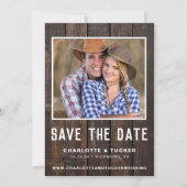 Rustikales Holz-Foto Save the Date (Vorderseite)