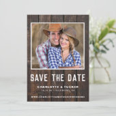 Rustikales Holz-Foto Save the Date (Stehend Vorderseite)