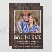 Rustikales Holz-Foto Save the Date (Vorne/Hinten)