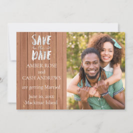 Rustikales Holz-Foto Save the Date