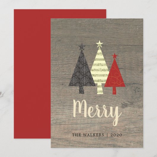 Rustikales Holz frohe Weihnachten (Vorne/Hinten)