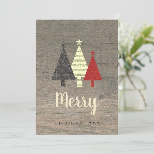 Rustikales Holz frohe Weihnachten (Stehend Vorderseite)