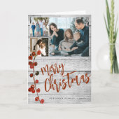 Rustikales Holz Frohe Weihnachten 6 Foto gefaltet (Vorderseite)