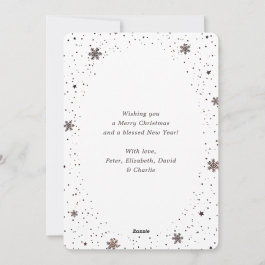 Rustikales Holz Frohe Weihnachten Schneeflocken Sc (Rückseite)