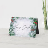 Rustikales Holz Frohe Weihnachts-Weihnachtskarte Dankeskarte (Vorderseite)