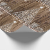 Rustikales Holz Frohe Weihnachtswrapping Papier Geschenkpapier (Ecke)