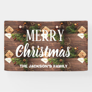 Rustikales Holz, fröhliches Weihnachtsbanner Banner