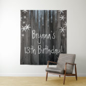 Rustikales Holz Frozen Eisschnee Schneeflocken Hin Wandteppich (Beispiel)