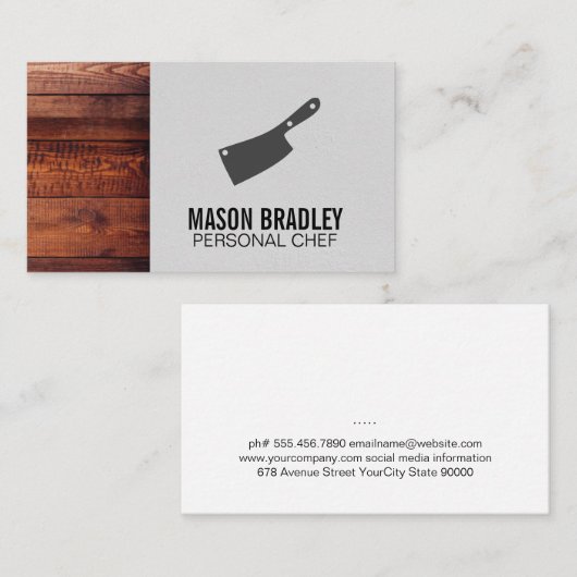 Rustikales Holz | FÜHRUNGSKRAFT KOCH | Holz Visitenkarte (Vorne/Hinten)