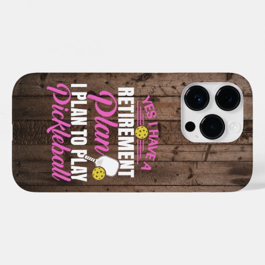 Rustikales Holz Funny Pink Pickleball Case-Mate iPhone Hülle (Rückseite (Horizontal))