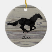 Rustikales Holz Galloping Pferd Wasserfarbe Silhou Keramik Ornament (Vorne)