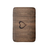 Rustikales Holz gebrannter Herz-Druck Badematte (Vorderseite Vertikal)