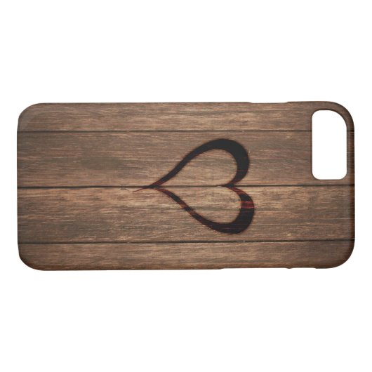 Rustikales Holz gebrannter Herz-Druck Case-Mate iPhone Hülle (Rückseite (Horizontal))