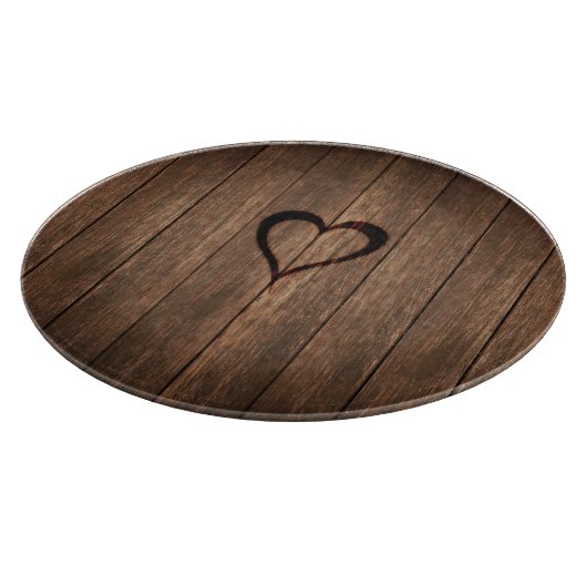 Rustikales Holz gebrannter Herz-Druck Schneidebrett (Ecke)
