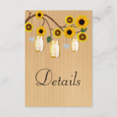 Rustikales Holz Gelbe Blumenmason Jars Details Begleitkarte (Vorderseite)