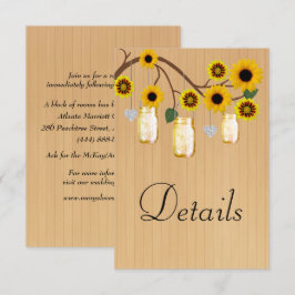 Rustikales Holz Gelbe Blumenmason Jars Details Begleitkarte