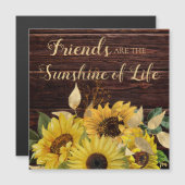 Rustikales Holz Gelbe Sonnenblumen Freunde Sonnens Magnetkarte (Vorne/Hinten)