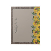 Rustikales Holz Gelbe Sonnenblumen Land zu tun Lis Notizblock (Rotiert)