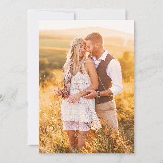 Rustikales Holz gepresste Wildblume Boho Foto Hoch Einladung (Rückseite)