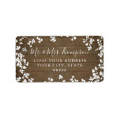 Rustikales Holz Gipskraut Blumenkohle Rücksendeadr Adressaufkleber (Vorne)