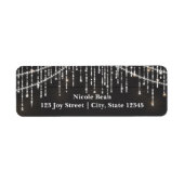 Rustikales Holz Glam Sparkle Lights Adressetikette (Vorne)