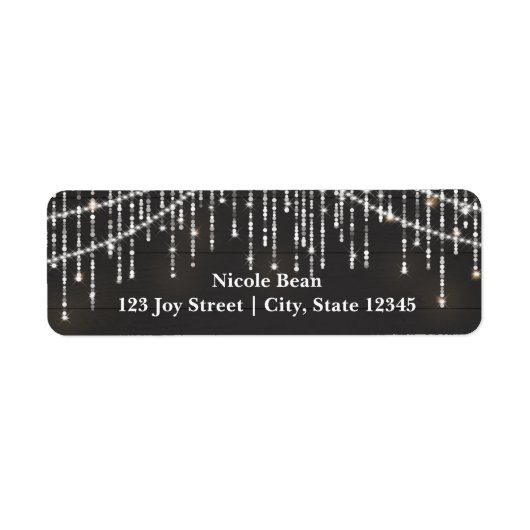 Rustikales Holz Glam Sparkle Lights Adressetikette (Vorne)