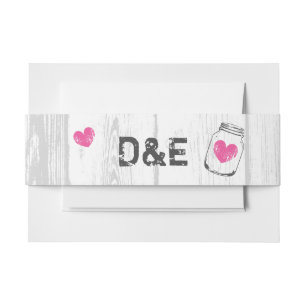 Rustikales Holz-Glas Hochzeitskleid Bauchband Einladungsbanderole