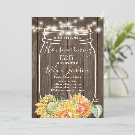 rustikales Holz, Glas, Party Einladung (Stehend Vorderseite)