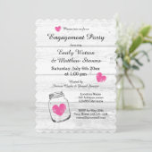 Rustikales Holz-Glas-Verlobungsparty Einladungen (Stehend Vorderseite)