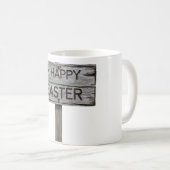 Rustikales Holz glückliche Osterrichtung Zeichen Kaffeetasse (VorderseiteRechts)