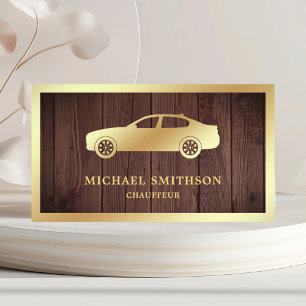 Rustikales Holz Gold Auto Professioneller Chauffeu Visitenkarte
