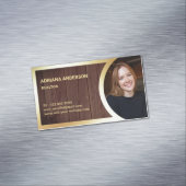 Rustikales Holz Gold Foil Real Anwesen Foto Realto Magnetische Visitenkarte (Beispiel)