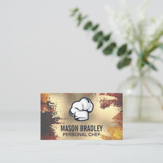 Rustikales Holz | Gold Foil Spritzer Visitenkarte (Stehend Vorderseite)