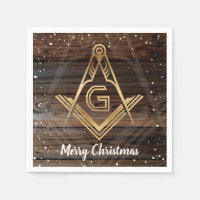 Rustikales Holz Gold Frohe Weihnachten Masonic Nap