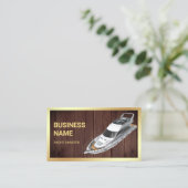 Rustikales Holz Gold Luxury Yacht Charter Visitenkarte (Stehend Vorderseite)