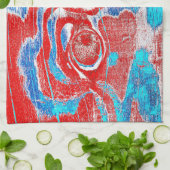 Rustikales Holz Grain Knot Textur in Red Blue Whit Geschirrtuch (Gefaltet)