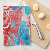 Rustikales Holz Grain Knot Textur in Red Blue Whit Geschirrtuch (Viertel Falte)