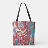 Rustikales Holz Grain Knot Textur in Red Blue Whit Tasche (Rückseite)