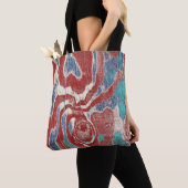 Rustikales Holz Grain Knot Textur in Red Blue Whit Tasche (Von Nahem)