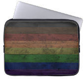 Rustikales Holz-Grain Philadelphia Pride Rainbow F Laptopschutzhülle (Vorderseite)