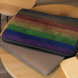 Rustikales Holz-Grain Philadelphia Pride Rainbow F Laptopschutzhülle
