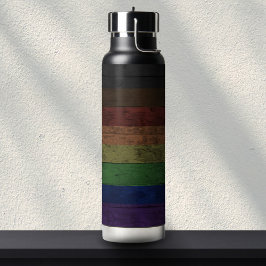 Rustikales Holz-Grain Philadelphia Pride Rainbow F Trinkflasche