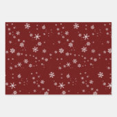 Rustikales Holz Graue rote Schneeflocken Weihnacht Geschenkpapier Set (Vorderseite 3)